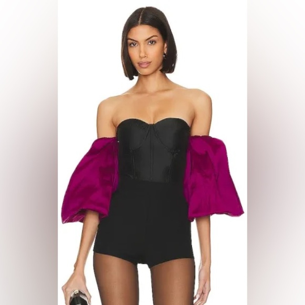 NWT Misa Los Angeles Dita Top in Black & Magenta size XS